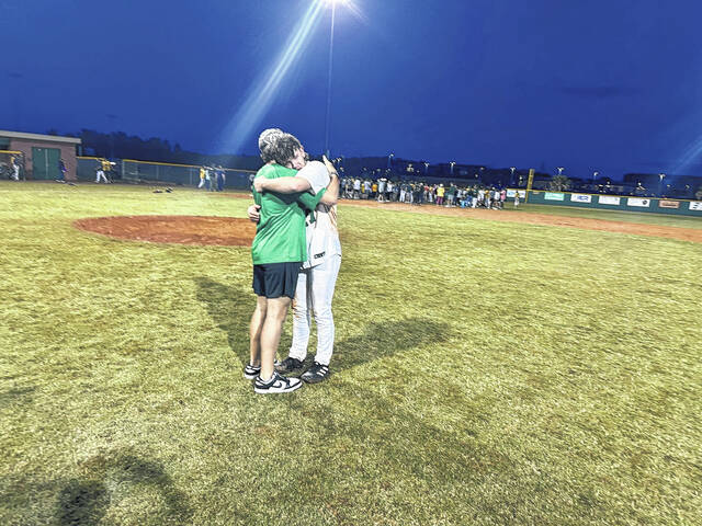130625636_web1_Owens-brothers
Kaleb Owens gets a hug from his older brother (Brayden) after his final baseball game at Easley High School. Kaleb batted close to .400 (.392) and was 10-1 on the pitching mound for the Green Wave this past season. Brayden has also had a standout career on the college level. They will both be playing baseball at Anderson University next season and they have both worn No. 17 for their careers up to this point. Theyll settle the jersey number on the field.
Courtesy photo