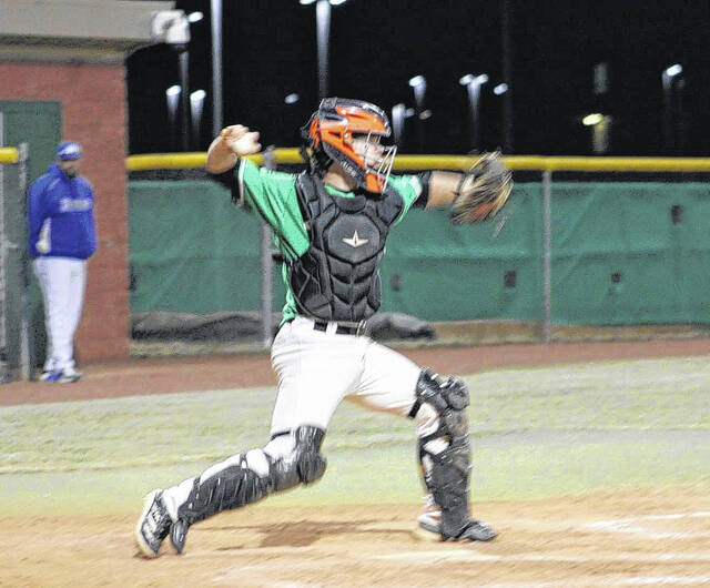 131393510_web1_Aaron-Tolbert-catching-for-ehs
Easley High School senior catcher Aaron Tolbert fires the ball to second base recently.
Photo courtesy of Alicia Tolbert