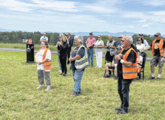 
			
				                                Pictured is Melanie Ginn (center) on the final day of The Wall That Heals Sunday afternoon in Liberty. Ginn had several people acknowledge the great job she did in bringing mobile Wall to Liberty and Pickens County.
 
			
		
