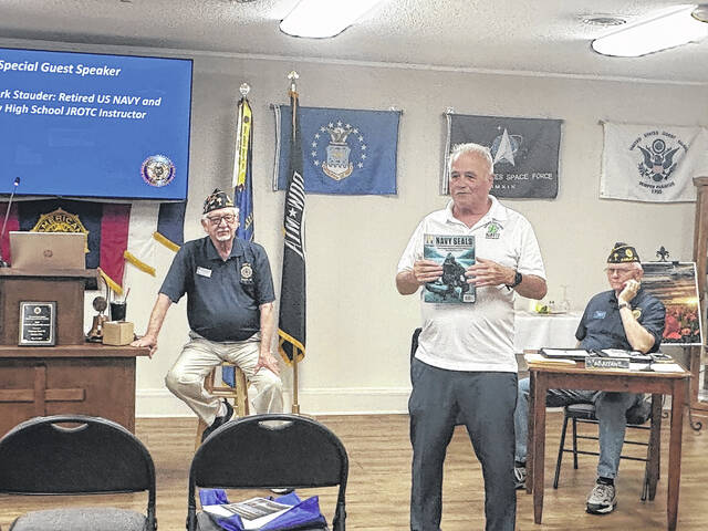 Retired U.S. Navy Chief (and Easley High School instructor) Mark Stauder was the featured speaker last week.
                                 Jeff Holt / The Easley Progress